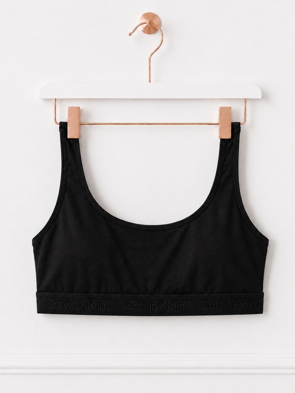 NWT Calvin Klein Womens Medium Black Lightly Lined Scoop Neck Bralette Bra